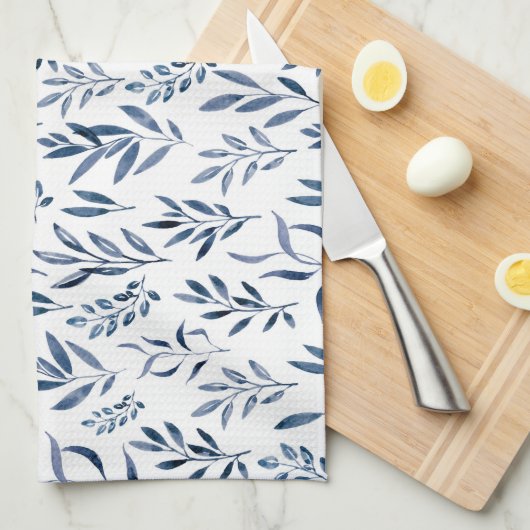 Moderne Waterverf blauw lederen patroon Theedoek (Quarter Fold)