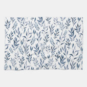 Moderne Waterverf blauw lederen patroon Theedoek (Horizontaal)