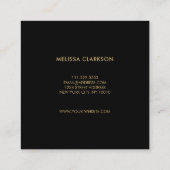 Moderne waterverf blauw paars goud lijst vierkante visitekaartje (Achterkant)