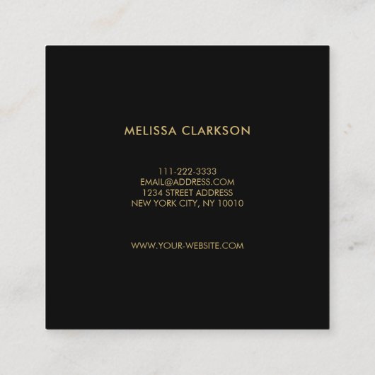 Moderne waterverf blauw paars goud lijst vierkante visitekaartje (Achterkant)