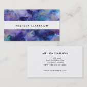 Moderne waterverf blauw paars splaatstprofessionee visitekaartje (Voorkant / Achterkant)