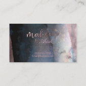 Moderne Waterverf Blauw & Roos Goud Roze Make-up Visitekaartje (Achterkant)