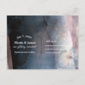 Moderne Waterverf Blauw & Roos Goud Save the Date Aankondigingskaart (Achterkant)