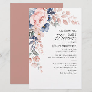 Moderne Waterverf Blauw roze Baby shower Briefpapier