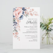 Moderne Waterverf Blauw roze Baby shower Briefpapier (Staand voorkant)