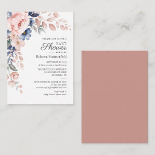 Moderne Waterverf Blauw roze Baby shower Notitiekaartje