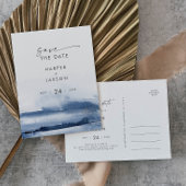 Moderne Waterverf | Blauw sparen de Datum Uitnodiging Briefkaart