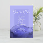 Moderne waterverf blauw-violet paars sparen de Dat Save The Date (Staand voorkant)