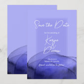 Moderne waterverf blauw-violet paars sparen de Dat Save The Date (Voorkant / Achterkant)