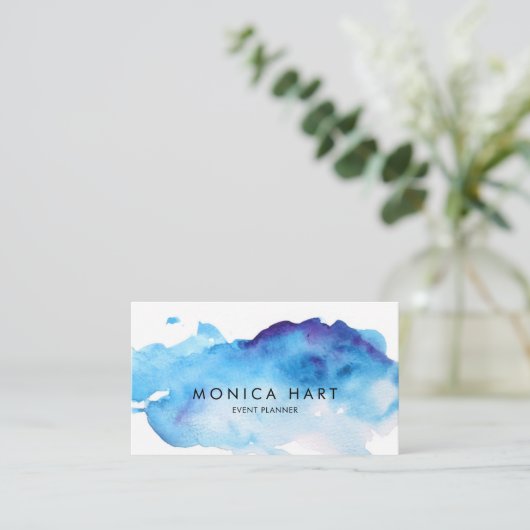 Moderne Waterverf blauw Visitekaartje (Staand voorkant)