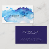 Moderne Waterverf blauw Visitekaartje (Voorkant / Achterkant)
