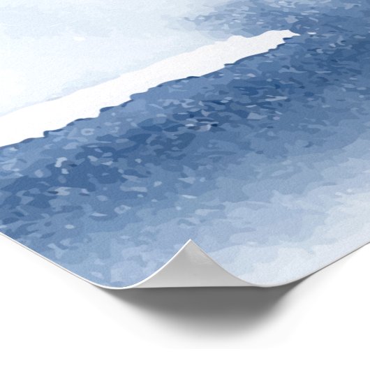 Moderne Waterverf blauwe alfabetische zitplaats Poster (Hoek)