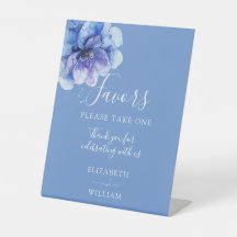 Moderne Waterverf Blauwe Bloemen Bruiloft Favoriet