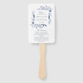 Moderne Waterverf Blauwe Bloemen Huwelijksceremoni Handwaaier (Voorkant)