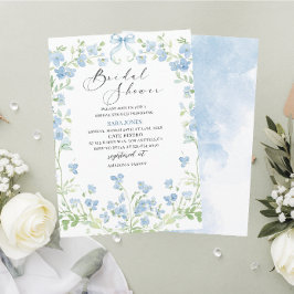 Moderne Waterverf Blauwe bloemen Vrijgezellenfeest Kaart