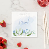 Moderne Waterverf Blauwe Bloemenbruiloft Servet (Insitu)