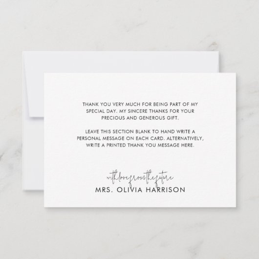 Moderne waterverf blauwe bruidsdouche bedankkaart (Achterkant)