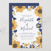 Moderne Waterverf Blauwe bruiloft Kaart (Voorkant / Achterkant)