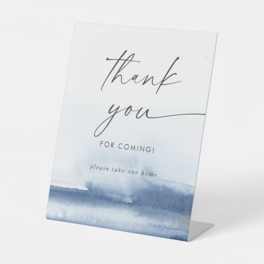 Moderne Waterverf blauwe bruiloft Reclamebord Met Voetstuk (Voorkant)