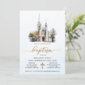 Moderne Waterverf Blauwe Doop Kaart (Staand voorkant)