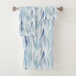 Moderne waterverf blauwe golf streep patroon bad handdoek