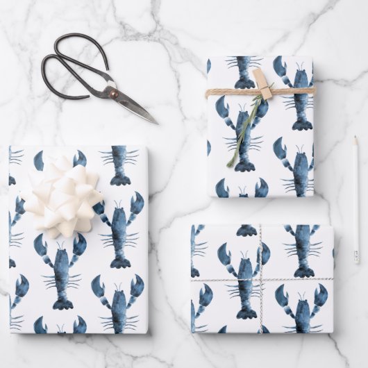 moderne Waterverf blauwe kreeft Inpakpapier Vel (Voorkant)