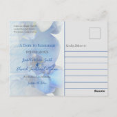 Moderne Waterverf Blauwe Orchid Floral Wedding Briefkaart (Achterkant)