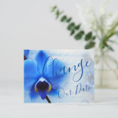 Moderne waterverf blauwe orchidee bloemig briefkaart (Staand voorkant)