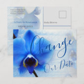 Moderne waterverf blauwe orchidee bloemig briefkaart (Voorkant / Achterkant)
