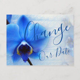 Moderne waterverf blauwe orchidee bloemig briefkaart