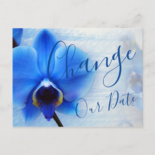 Moderne waterverf blauwe orchidee bloemig briefkaart (Voorkant)