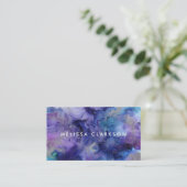 Moderne waterverf blauwe paarse spatlap visitekaartje (Staand voorkant)