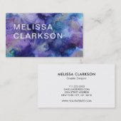 Moderne waterverf blauwe paarse spatlap visitekaartje (Voorkant / Achterkant)