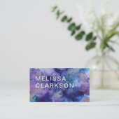 Moderne waterverf blauwe paarse spatlap visitekaartje (Staand voorkant)