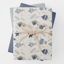Moderne Waterverf Blauwe Sieraden Sneeuw Kerstmis Inpakpapier Vel