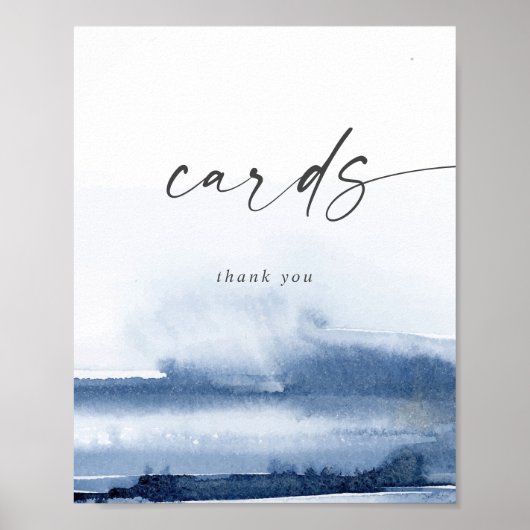 Moderne Waterverf | Blauwe trouwkaarten Poster (Voorkant)