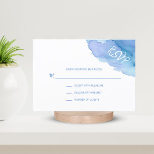 Moderne Waterverf Blauwe Turquoise RSVP Kaarten in Kaartje