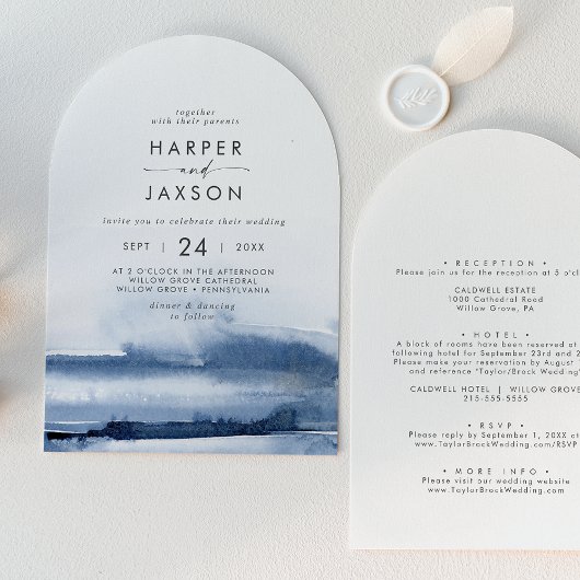 Moderne Waterverf Blauwe voor- en achterboog bruil Kaart