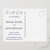 Moderne Waterverf Blauwe Wildbloemen Save the Date Folie Uitnodiging Briefkaart (Achterkant)