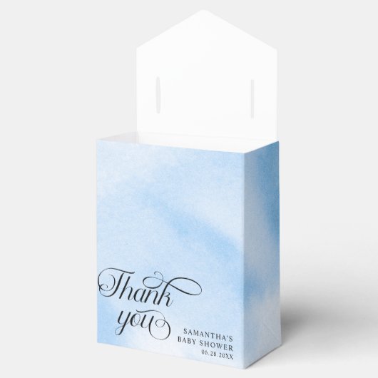 Moderne Waterverf Blauwe Wolk Negen Baby shower Bedankdoosjes (Geopend)