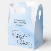 Moderne Waterverf Blauwe Wolk Negen Baby shower Bedankdoosjes (Geopend)