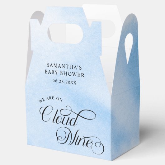 Moderne Waterverf Blauwe Wolk Negen Baby shower Bedankdoosjes (Geopend)