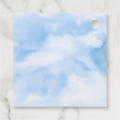 Moderne Waterverf Blauwe Wolk Negen Baby shower Bedankjes Labels (Achterkant)