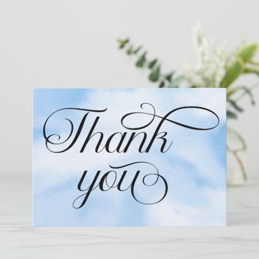 Moderne Waterverf Blauwe Wolk Negen Baby shower Bedankkaart (Staand voorkant)