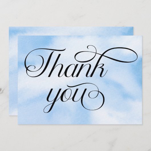 Moderne Waterverf Blauwe Wolk Negen Baby shower Bedankkaart (Voorkant / Achterkant)