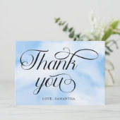 Moderne Waterverf Blauwe Wolk Negen Baby shower Bedankkaart (Staand voorkant)