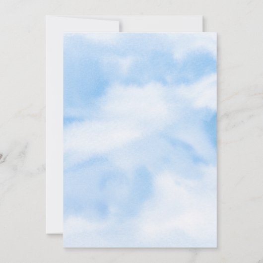 Moderne Waterverf Blauwe Wolk Negen Baby shower Bedankkaart (Achterkant)
