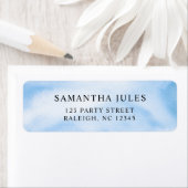 Moderne Waterverf Blauwe Wolk Negen Baby shower Etiket (Insitu)