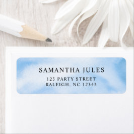 Moderne Waterverf Blauwe Wolk Negen Baby shower Etiket