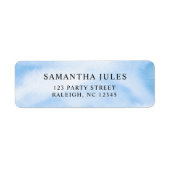 Moderne Waterverf Blauwe Wolk Negen Baby shower Etiket (Voorkant)